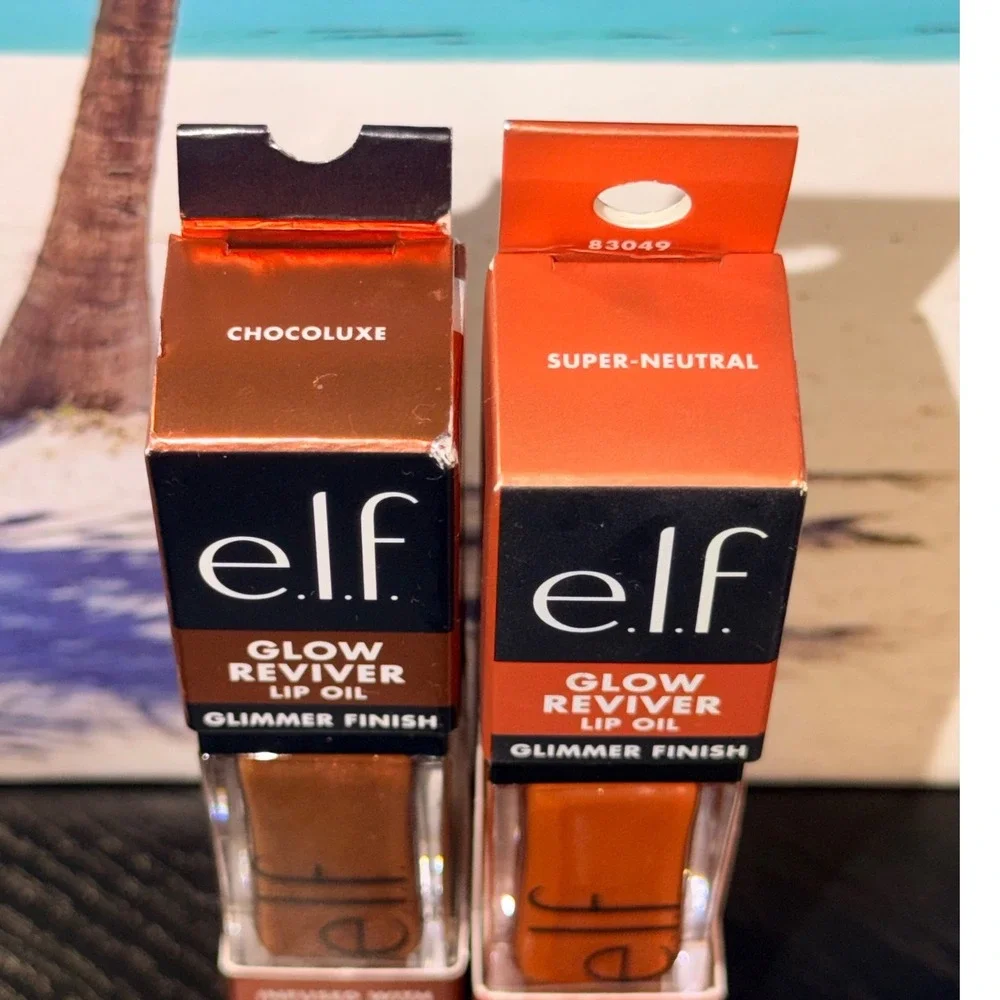 ELF Glow Reviver Lip Oil Glimmer Finish Chocoluxe Super-Neutral 2 Pack
